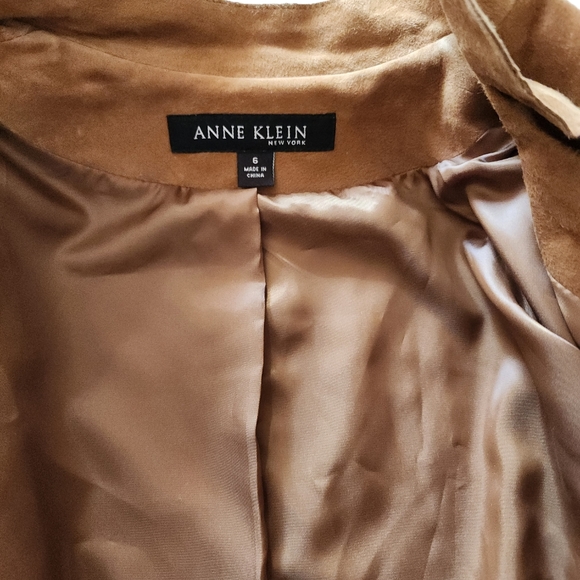 EUC Anne Klein Leather Blazer Jacket Brown - Picture 2 of 5